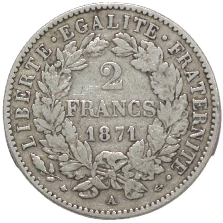 France - IIIe République (1870-1940), 2 francs 1871, A (Paris)