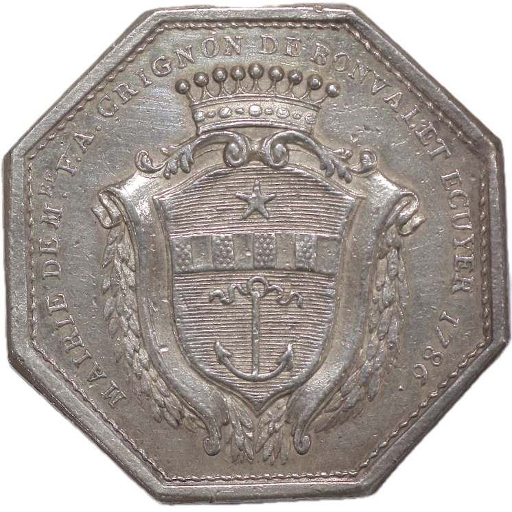 France, Orléans, Jeton Crignon de Bonvalet, Mairie d'Orléans, 1786