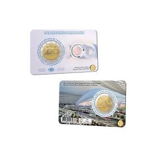 2026 - Belgique 2€, Coincard, 100 ans du train, UNC