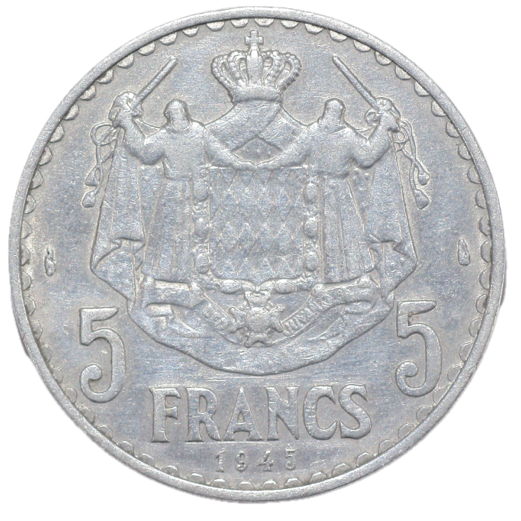 Monaco - Louis II (1922-1949), 5 Francs, 1945