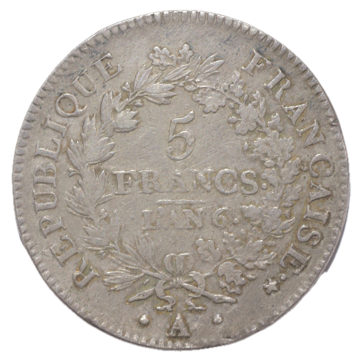 France - République, An 6 (1798), Union et Force, 5 Francs, A (Paris)