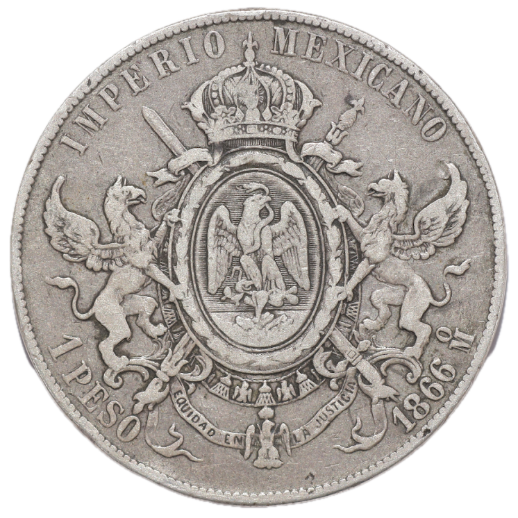 Mexique - Maximilien Ier (1863-1867), 1 Peso, 1866, M (Mexico)