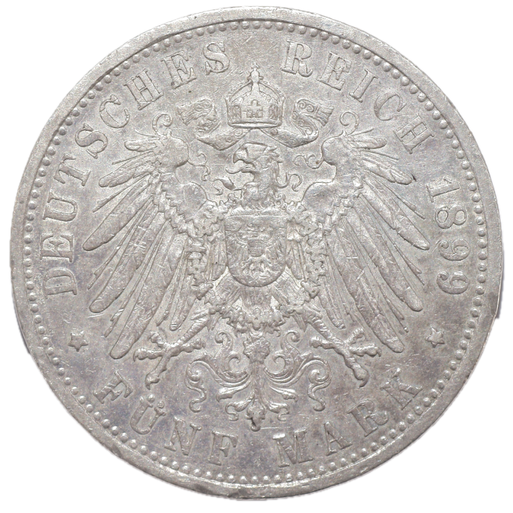 Allemagne - Guillaume II de Prusse (1891-1908), 5 Mark, 1899