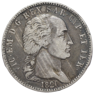 Italie, Sardaigne - Victor-Emmanuel Ier (1802-1821), 5 Lira, 1820, L (Turin)