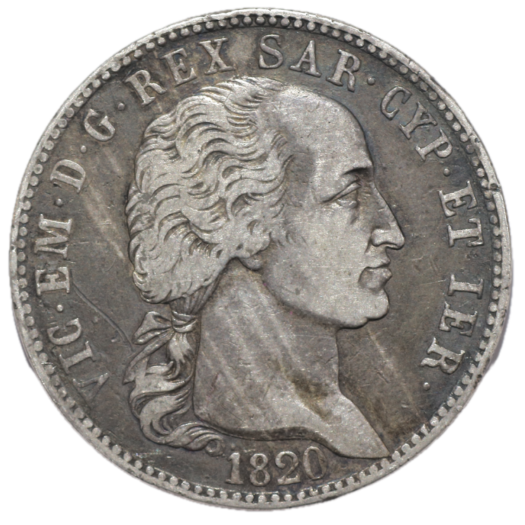 Italie, Sardaigne - Victor-Emmanuel Ier (1802-1821), 5 Lira, 1820, L (Turin)