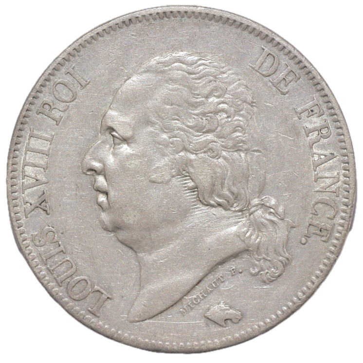 France - Louis XVIII (1815-1824), 5 Francs, 1823, K (Bordeaux)