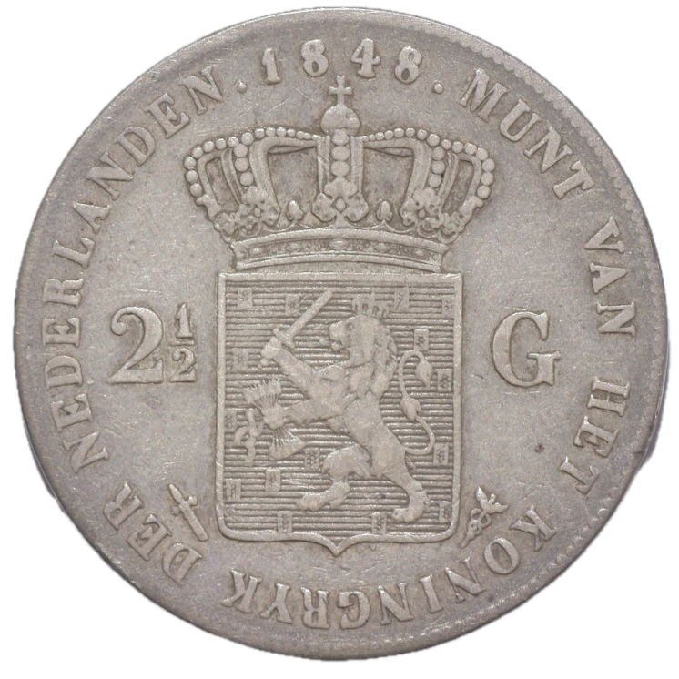 Pays-Bas - Guillaume II (1840-1849), 2 Gulden 1/2, 1848