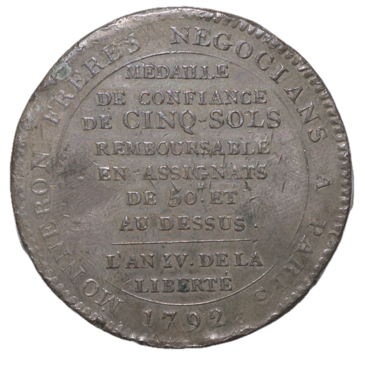France - République (1792-1804), Monneron de 5 sols, 1792, Paris