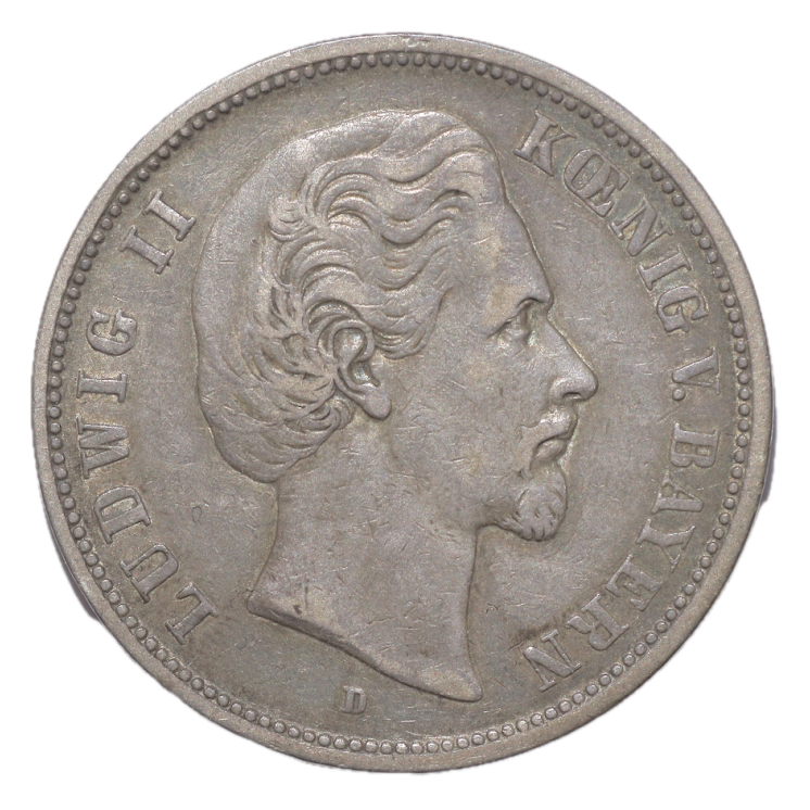 Allemagne, Bavière - Ludwig II (1864-1886), 5 Mark, 1874