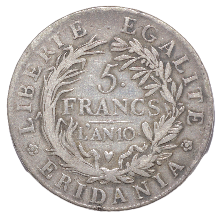 Italie - Gaule Subalpine (1800-1802), 5 Francs, AN 10