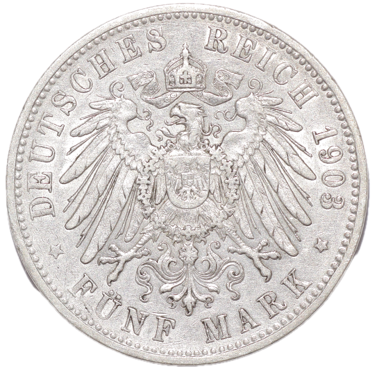 Allemagne - Guillaume II de Wurtenberg (1892-1913), 5 Mark, 1903