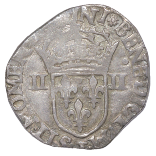 France - Charles X (1589-1596), La Ligue, 1/4 d'Ecu, 1592, T (Nantes)