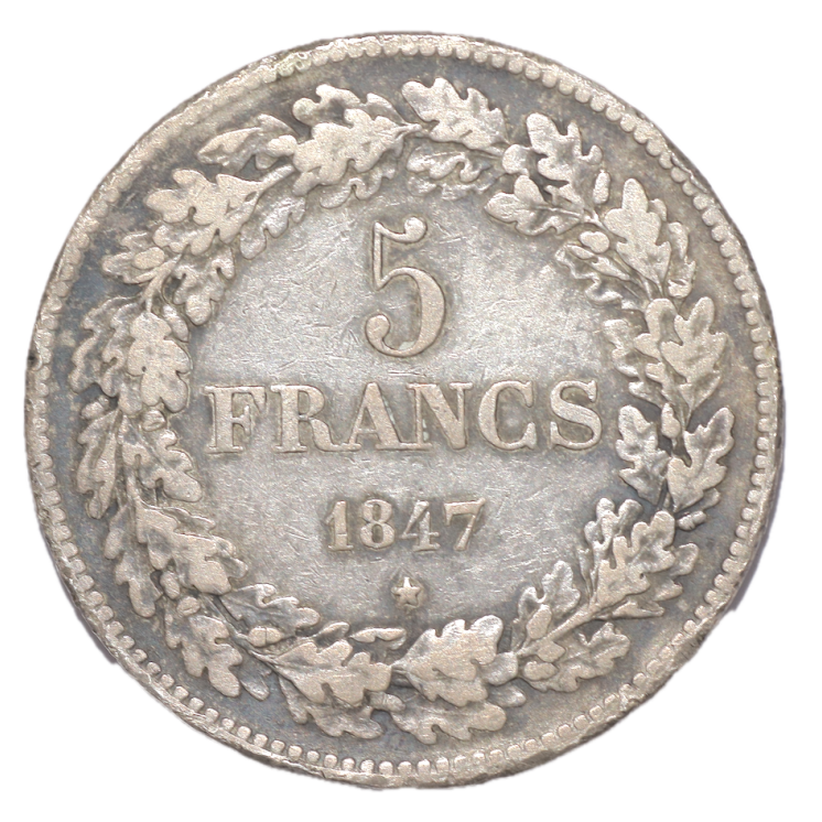 Belgique - Léopold Ier (1831-1865), 5 Francs, 1847