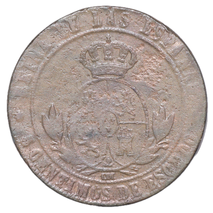Espagne - Isabelle II (1833,1868), 5 centimos, 1868