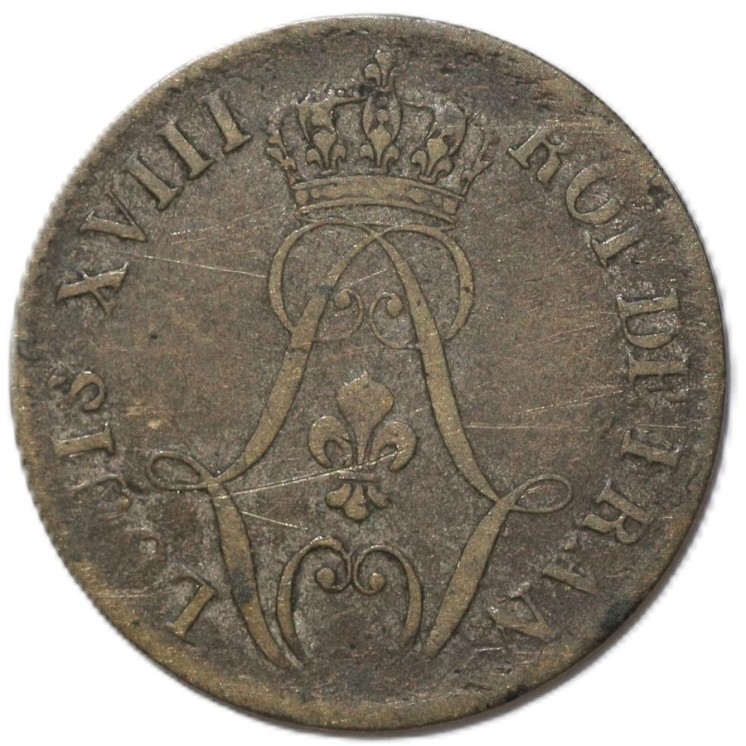France - Ile de Bourbon, Louis XVIII (1815-1824), 10 centimes, 1816