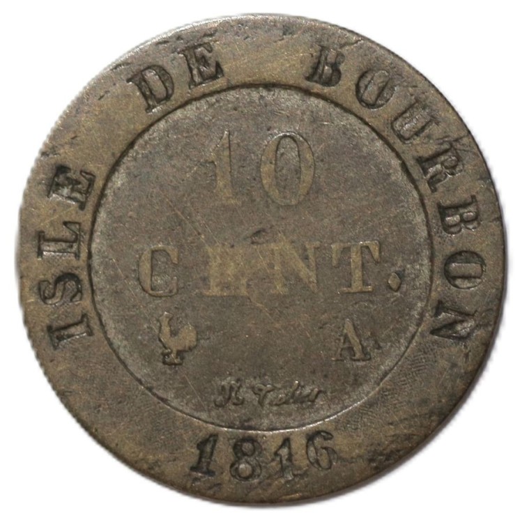 France - Ile de Bourbon, Louis XVIII (1815-1824), 10 centimes, 1816