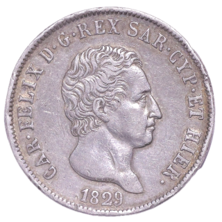Italie, Royaume de Sardaigne - Charles-Félix (1821-1831), 5 Lires, 1929, Turin