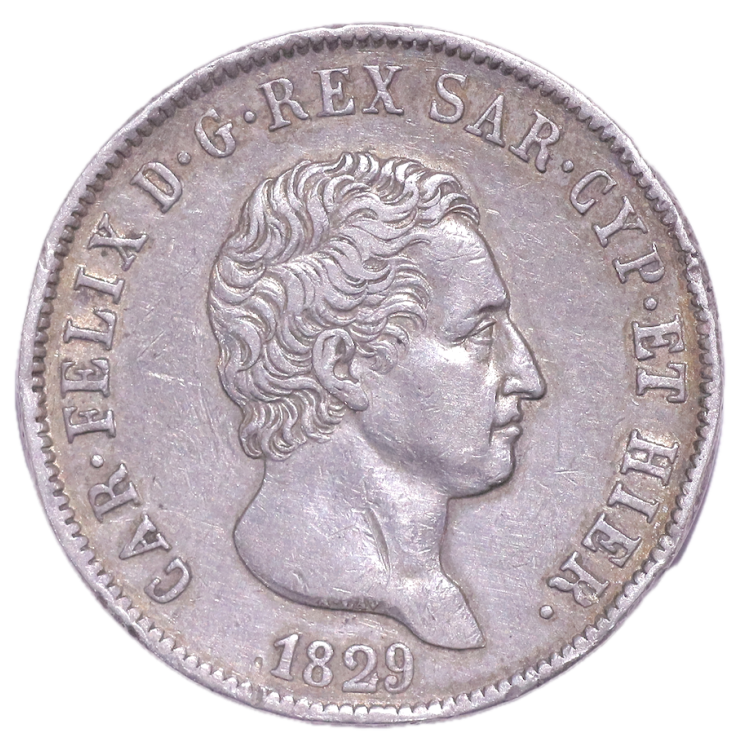 Italie, Royaume de Sardaigne - Charles-Félix (1821-1831), 5 Lires, 1929, Turin