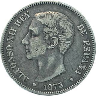 5 Pesetas 1875 Alfonso XII Espagne