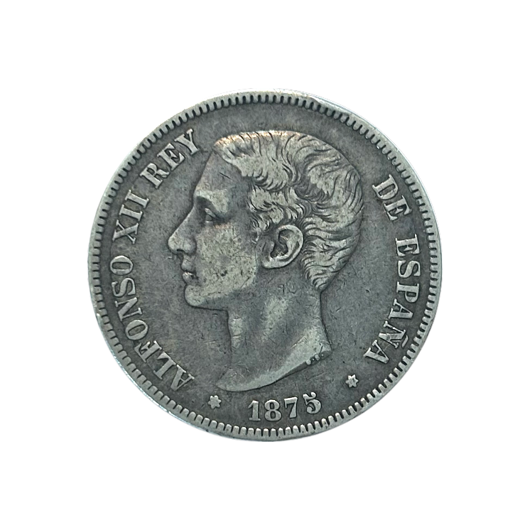 5 Pesetas 1875 Alfonso XII Espagne