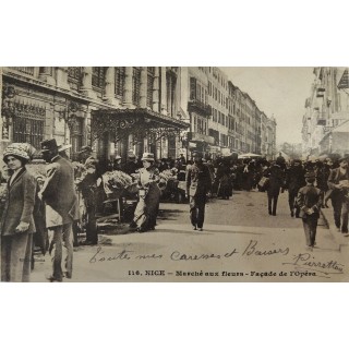Carte postale - Nice - Marché aux fleurs - Façade de l'Opéra