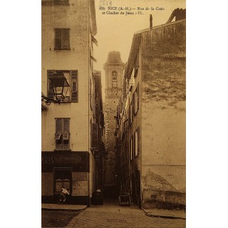 Carte postale - Nice - Rue de la Croix et Clocher du Jésus