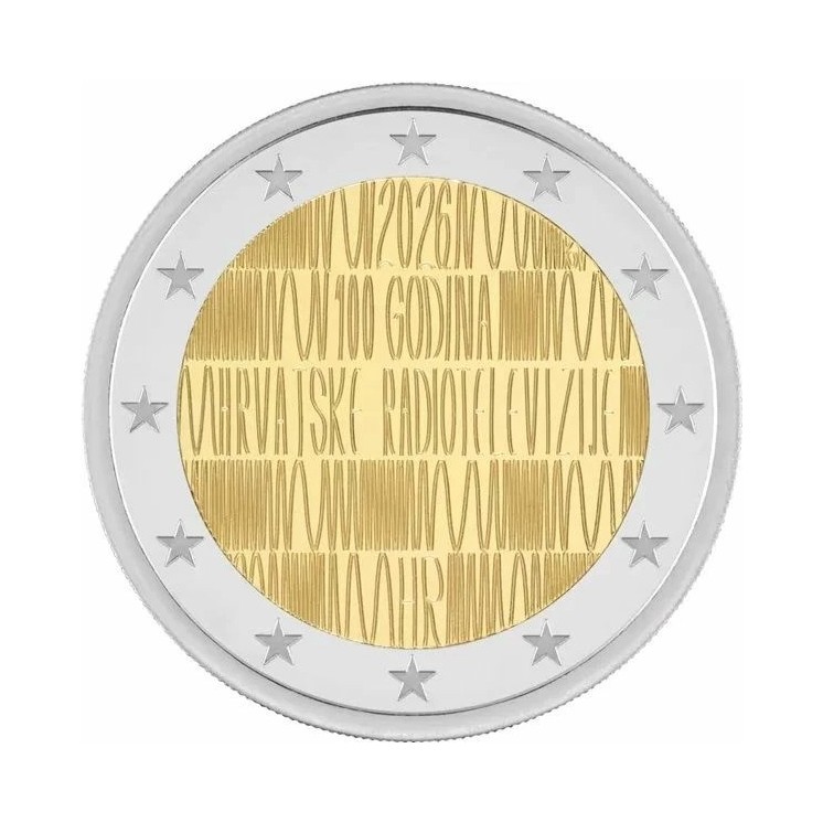 2026 - Croatie, 2€, 100 ans de la radio télévision, UNC