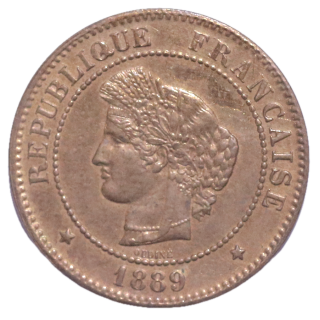 France - IIIe République (1870-1940), 5 Centimes, 1889, A (Paris)
