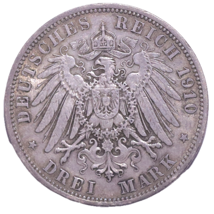 Allemagne, Prusse - Wilhelm II (1888-1918), 3 Mark, 1910, A (Berlin)
