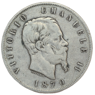 Italie - Victor Emmanuel II (1861-1878), 5 Lires, 1870