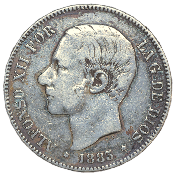 Espagne - Alfonse XII (1874-1885), 5 Pesetas, 1883