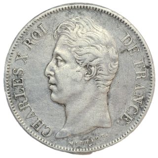 France - Charles X (1824-1830), 5 Francs, 1827, W (Lille)