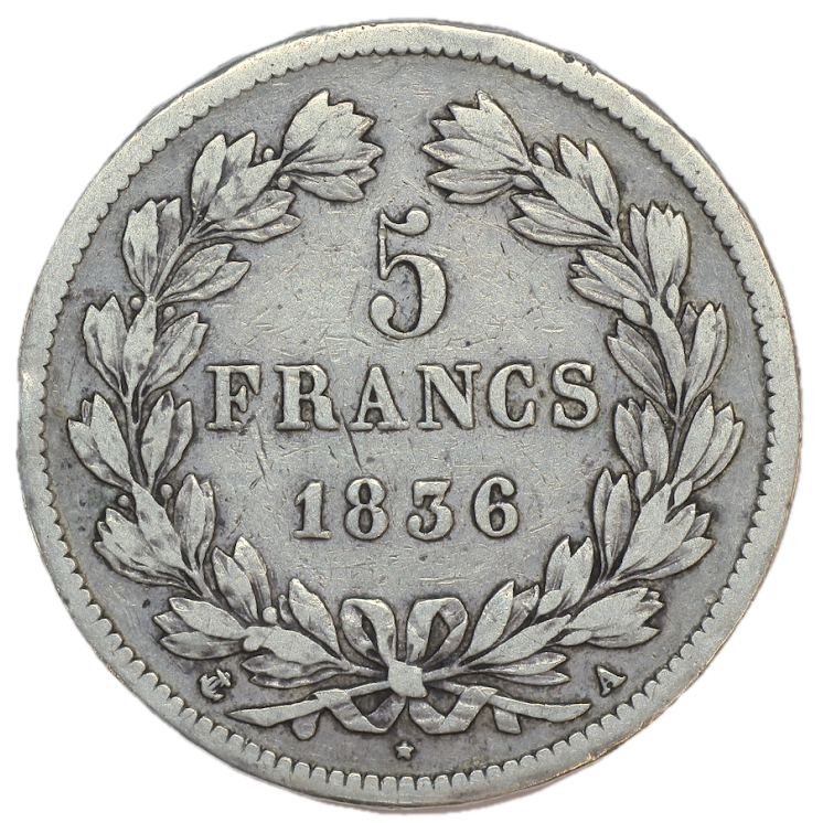 France - Louis Philippe Ier (1830-1848), 5 Francs, 1836, A (Paris)