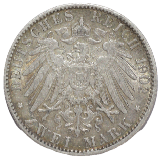 Allemagne - Ville Hanséatique libre de Hambourg, 2 Mark, 1902, J (Hambourg)