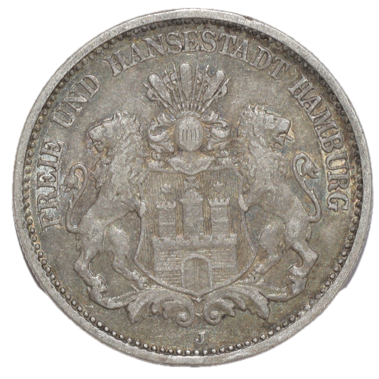 Allemagne - Ville Hanséatique libre de Hambourg, 2 Mark, 1902, J (Hambourg)