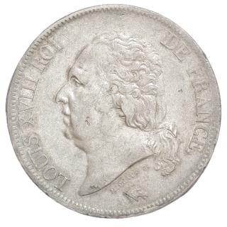 France - Louis XVIII (1814-1824), 5 Francs, 1824, B (Rouen)