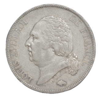 France - Louis XVIII (1814-1824), 5 Francs, 1822, B (Rouen)