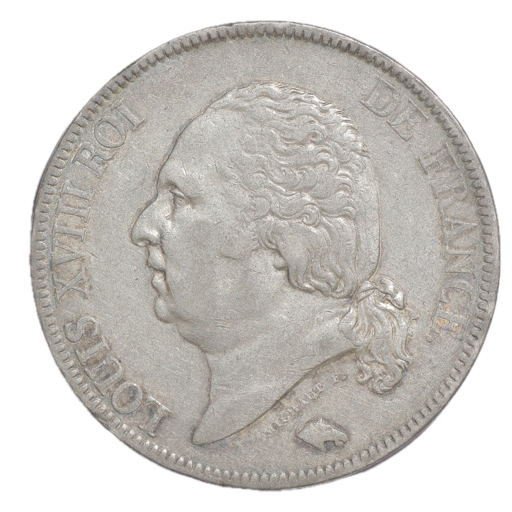 France - Louis XVIII (1814-1824), 5 Francs, 1822, B (Rouen)