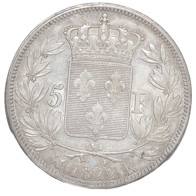 France - Louis XVII (1814-1824), 5 Francs, 1822, K (Bordeaux)