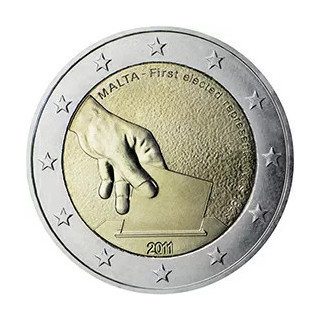 2011 - Malte, 2 Euros première élection de représentants en 1849