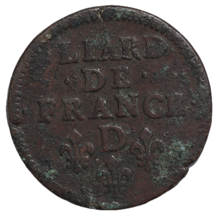 France - Louis XIV (1643-1715), Liard de France, 1656, D (Lyon)