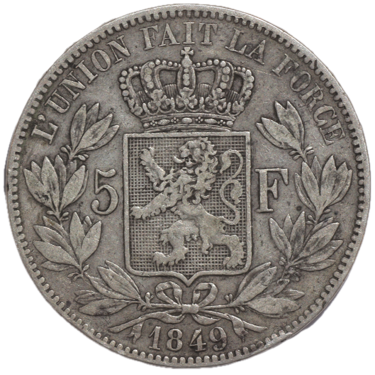 Belgique - Leopold Ier (1831-1865), 5 Francs, 1849