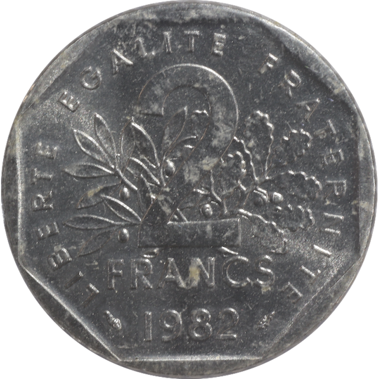 France - Ve République (1958-présent), 2 Francs, 1982, BE sous scellé
