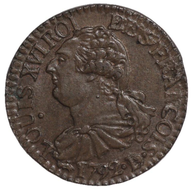 France - Louis XVI (1774-1793), 3 Deniers, 1792, D (Lyon)