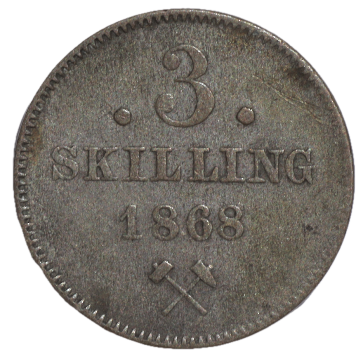 Norvège - Carl XV (1859-1872), 3 skilling, 1868