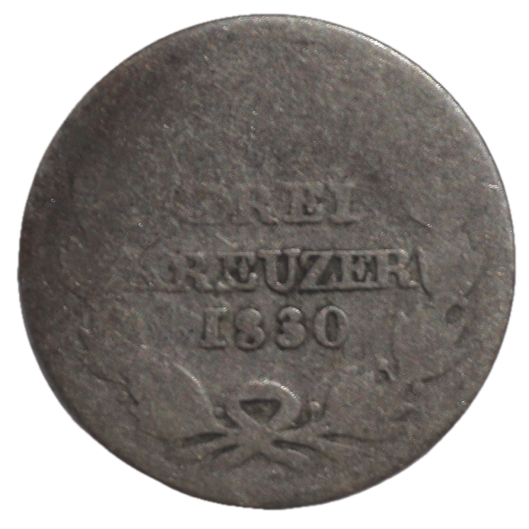 Allemagne - Ludwig Ier Baden (1825-1848), 3 Kreuzer, 1830