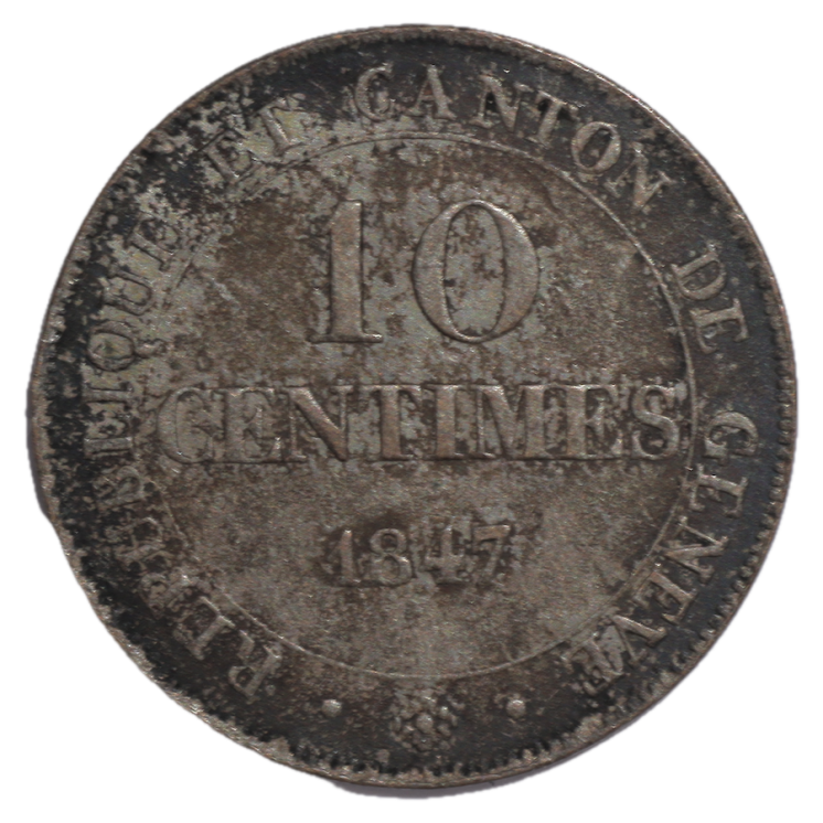 Suisse - Canton de Genève, République (1815-1848), 10 centimes, 1847