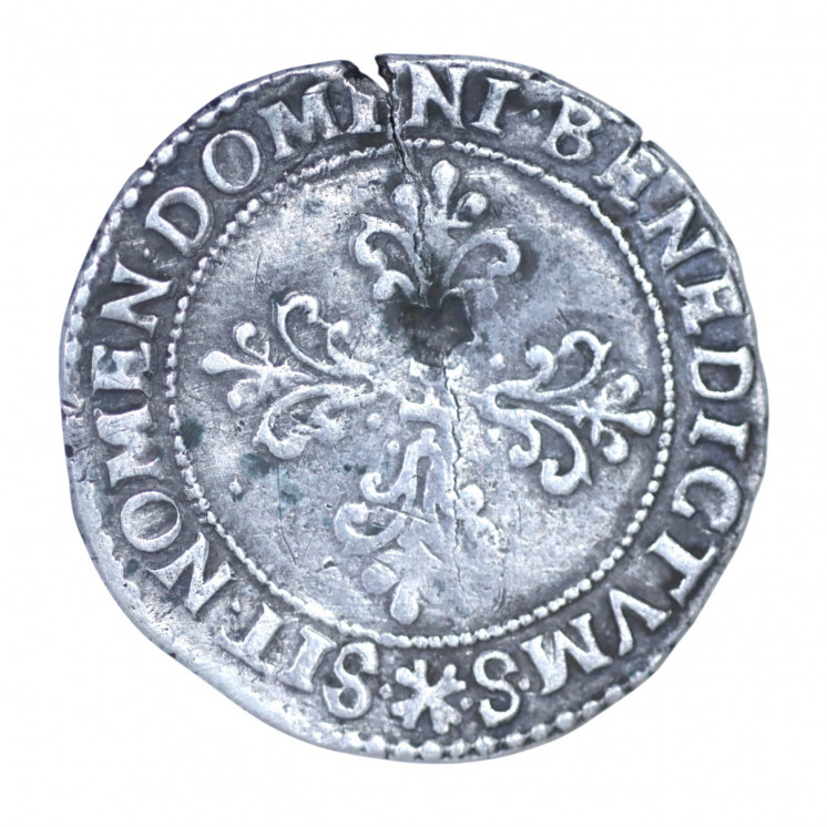 1/4 de franc au col plat, Henri III, 1589 M (Toulouse)