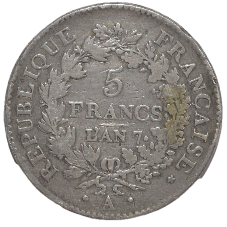 France - Ière République (1792-1804), 5 Francs, An 7, A (Paris)