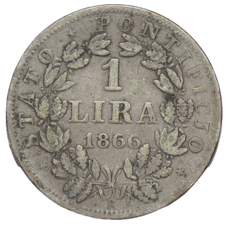 Vatican - Pie IX (1846-1878), 1 Lira, 1866, 5 (Rome)